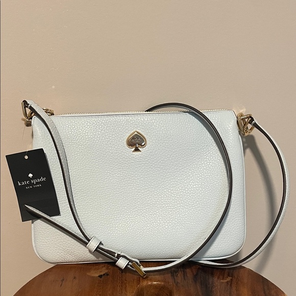Kate Spade Baby Blue Crossbody Bag with Gold Accents